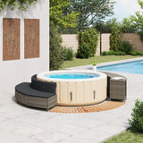 Hot Tub Surround Grey Poly Rattan and Solid Wood Acacia - Front View