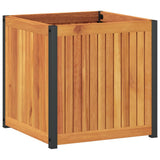 Garden Planter 45x45x44 cm Solid Wood Acacia and Steel - Front View