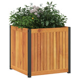 Garden Planter 45x45x44 cm Solid Wood Acacia and Steel - Side View