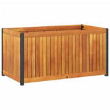 Garden Planter 85x45x44 cm Solid Wood Acacia and Steel - Rear View