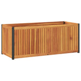 Garden Planter 110x45x44 cm Solid Wood Acacia and Steel - Rear View