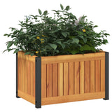 Garden Planter 45x30x27.5 cm Solid Wood Acacia and Steel - Side View