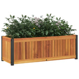 Garden Planter 80x30x27.5 cm Solid Wood Acacia and Steel - Side View