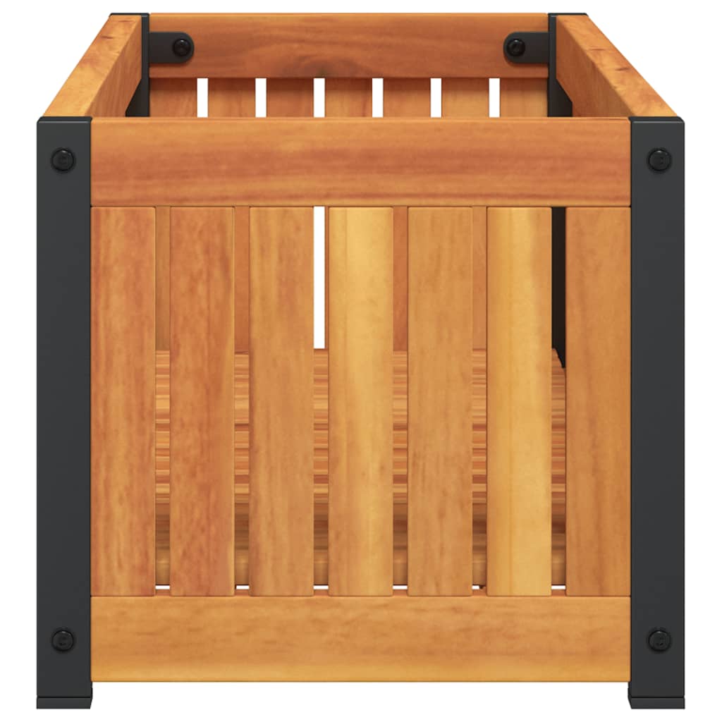 Garden Planter 80x30x27.5 cm Solid Wood Acacia and Steel