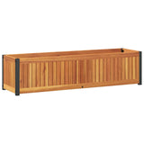 Garden Planter 110x30x27.5 cm Solid Wood Acacia and Steel - Front View
