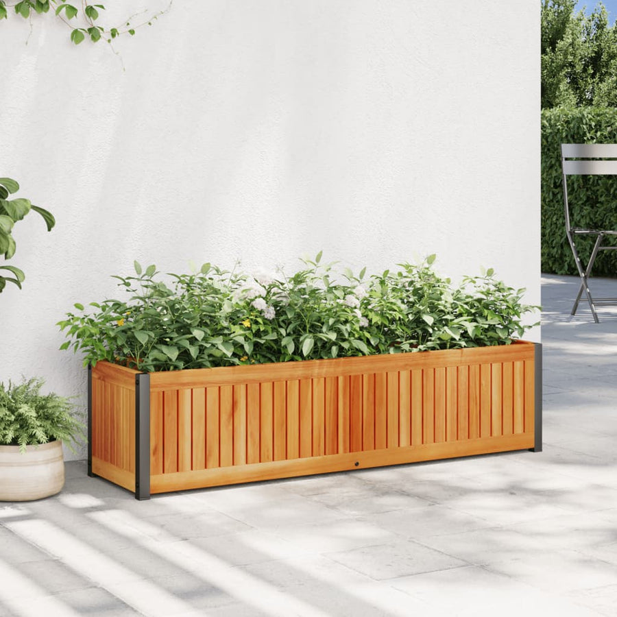 Garden Planter 110x30x27.5 cm Solid Wood Acacia and Steel