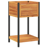 Garden Planter with Shelf 45x45x80 cm Solid Wood Acacia and Steel - Front View