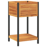 Garden Planter with Shelf 45x45x80 cm Solid Wood Acacia and Steel - Rear View