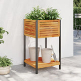 Garden Planter with Shelf 45x45x80 cm Solid Wood Acacia and Steel