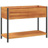 Garden Planter with Shelf 110x45x80 cm Solid Wood Acacia and Steel - Rear View