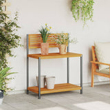 Garden Work Table 90x50x110 cm Solid Wood Acacia and Steel - Side View