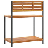Garden Work Table 90x50x110 cm Solid Wood Acacia and Steel - Rear View