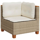 5 Piece Garden Sofa Set with Cushions Beige Poly Rattan - Side View