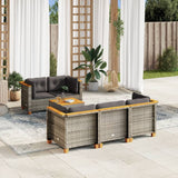 6 Piece Garden Sofa Set with Cushions Grey Poly Rattan