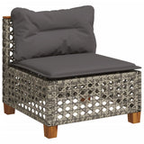 6 Piece Garden Sofa Set with Cushions Grey Poly Rattan - Side View