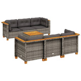 7 Piece Garden Sofa Set with Cushions Grey Poly Rattan
