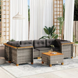 7 Piece Garden Sofa Set with Cushions Grey Poly Rattan