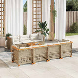 8 Piece Garden Sofa Set with Cushions Beige Poly Rattan