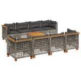 9 Piece Garden Sofa Set with Cushions Grey Poly Rattan