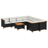 9 Piece Garden Sofa Set with Cushions Black Poly Rattan