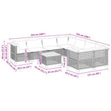 9 Piece Garden Sofa Set with Cushions Grey Poly Rattan
