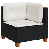 4 Piece Garden Sofa Set with Cushions Black Poly Rattan - 45-Degree Angle