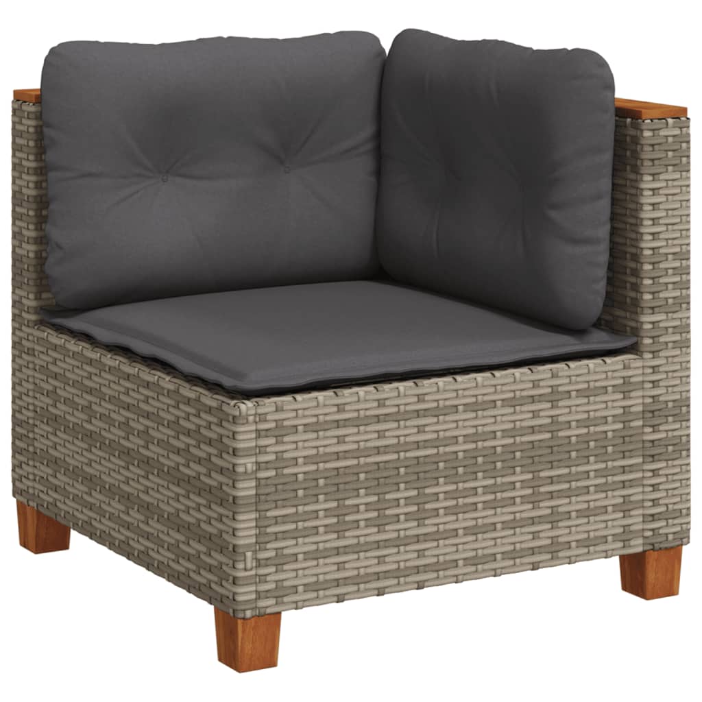4 Piece Garden Sofa Set with Cushions Grey Poly Rattan