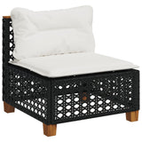 4 Piece Garden Sofa Set with Cushions Black Poly Rattan