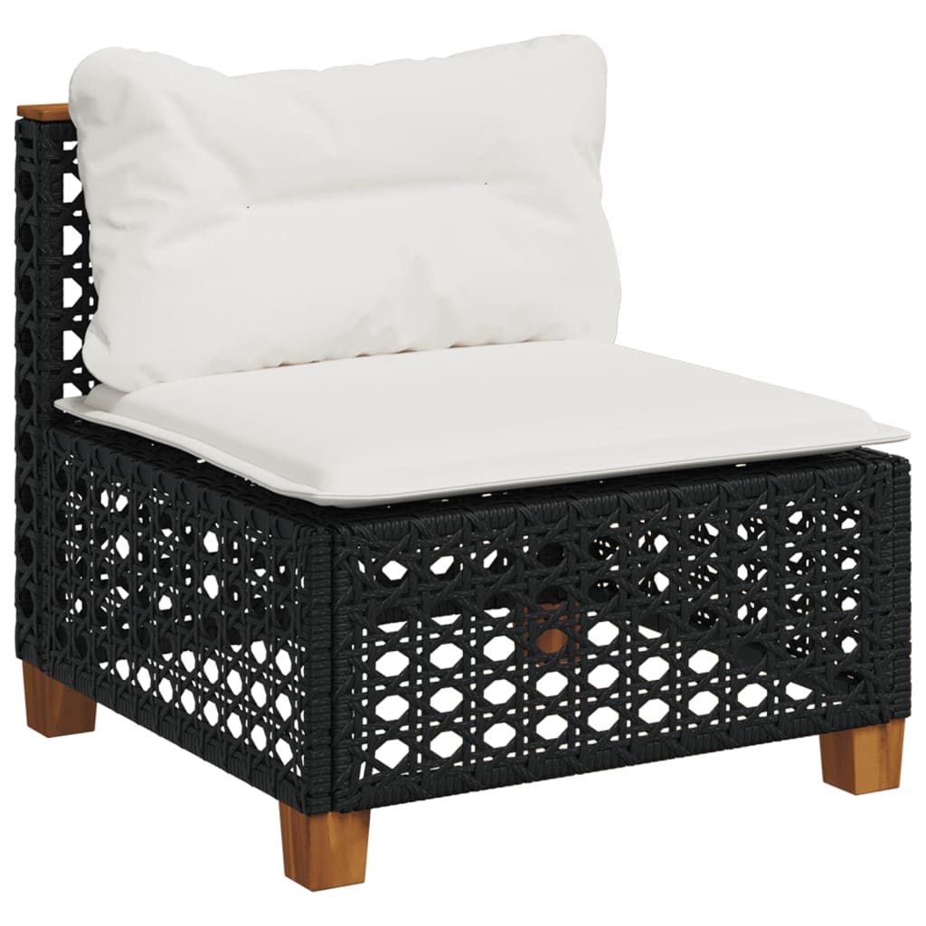 4 Piece Garden Sofa Set with Cushions Black Poly Rattan