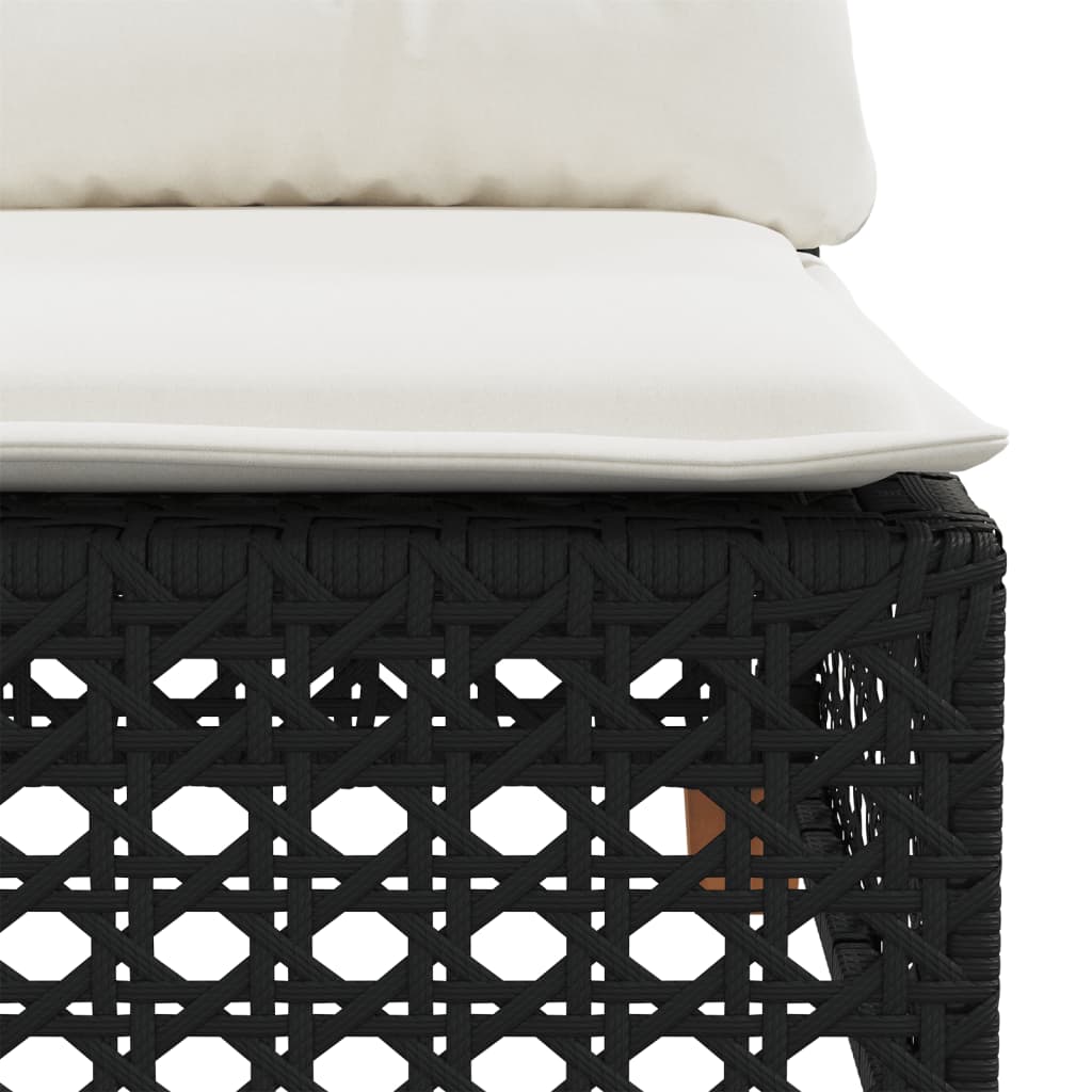 4 Piece Garden Sofa Set with Cushions Black Poly Rattan