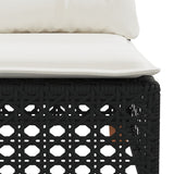 4 Piece Garden Sofa Set with Cushions Black Poly Rattan - Rear View