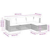 4 Piece Garden Sofa Set with Cushions Black Poly Rattan