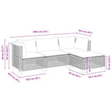 4 Piece Garden Sofa Set with Cushions Black Poly Rattan - Close-Up Angle