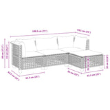 4 Piece Garden Sofa Set with Cushions Grey Poly Rattan - Low Angle