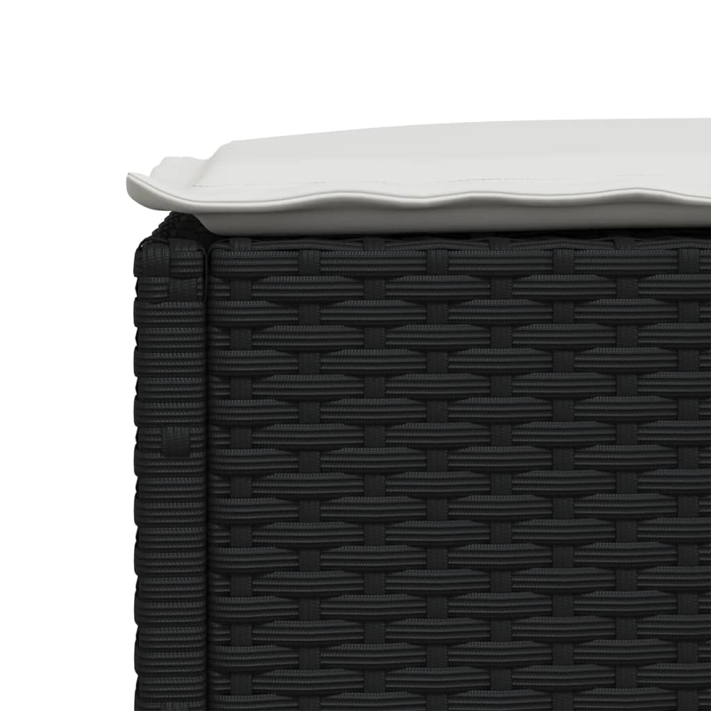 5 Piece Garden Sofa Set with Cushions Black Poly Rattan