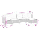 5 Piece Garden Sofa Set with Cushions Black Poly Rattan