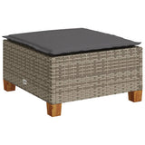 5 Piece Garden Sofa Set with Cushions Grey Poly Rattan