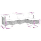 5 Piece Garden Sofa Set with Cushions Black Poly Rattan