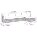 5 Piece Garden Sofa Set with Cushions Grey Poly Rattan