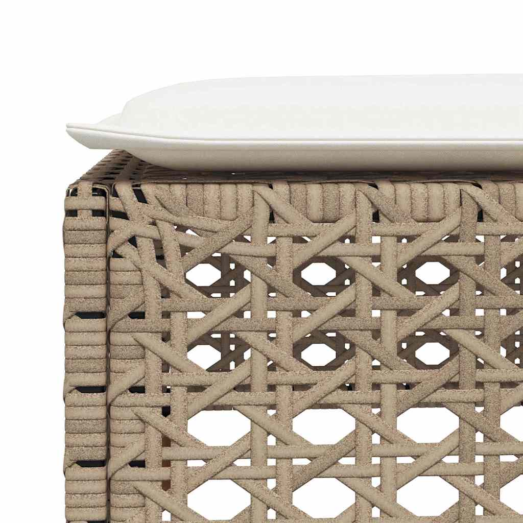 5 Piece Garden Sofa Set with Cushions Beige Poly Rattan