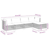 5 Piece Garden Sofa Set with Cushions Beige Poly Rattan