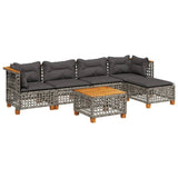 6 Piece Garden Sofa Set with Cushions Grey Poly Rattan