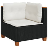 4 Piece Garden Sofa Set with Cushions Black Poly Rattan - Side View