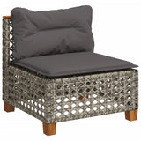4 Piece Garden Sofa Set with Cushions Grey Poly Rattan - Side View