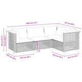 4 Piece Garden Sofa Set with Cushions Grey Poly Rattan - Rear View