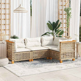 4 Piece Garden Sofa Set with Cushions Beige Poly Rattan