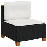 5 Piece Garden Sofa Set with Cushions Black Poly Rattan - 45-Degree Angle