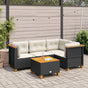 5 Piece Garden Sofa Set with Cushions Black Poly Rattan
