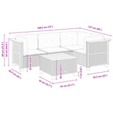 5 Piece Garden Sofa Set with Cushions Grey Poly Rattan - Low Angle