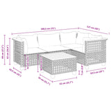 5 Piece Garden Sofa Set with Cushions Black Poly Rattan
